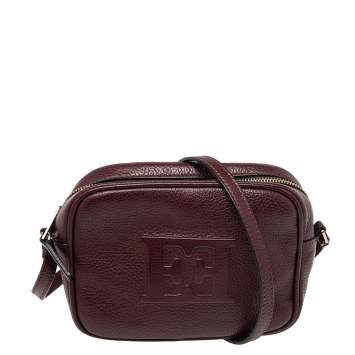 مملوكة مسبقًا Escada Burgundy Grained Leather Camera Bag