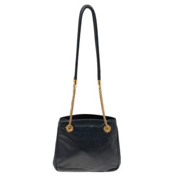 Escada Black Leather Chain Tote