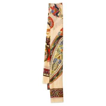 Pre Owned Etro Beige Floral Paisley Print Cashmere Scarf