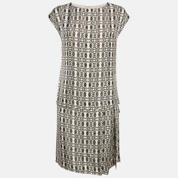 Pre Owned Etro Green Printed Silk Layered Shift Dress S