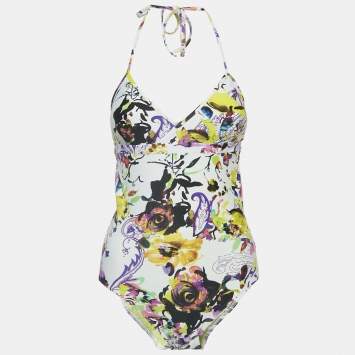 Pre Owned Etro Yellow Printed Jersey Swimsuit M