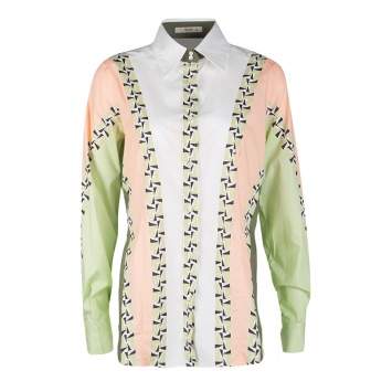 مملوكة مسبقًا Etro Colorblock Printed Cotton Long Sleeve Button Front Shirt M