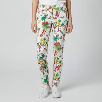 Pre Owned Etro Multicolour Tropical Parrot Print Denim Skinny Jeans S/Waist 28"
