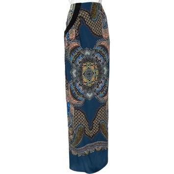 Pre Owned Etro Blue Abstract Print Silk Maxi Skirt M