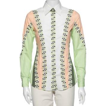 Pre Owned Etro Multicolored Printed Cotton Button Front Shirt S