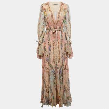 Pre Owned Etro Multicolor Paisley Printed Silk Maxi Dress L
