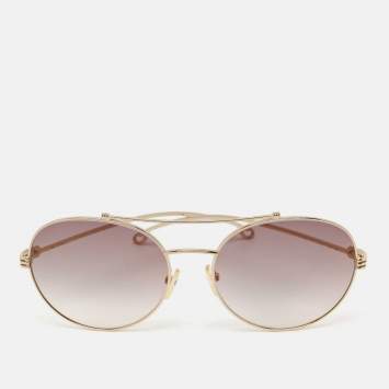 Pre Owned Etro Grey/Gold Gradient ET118S Round Sunglasses