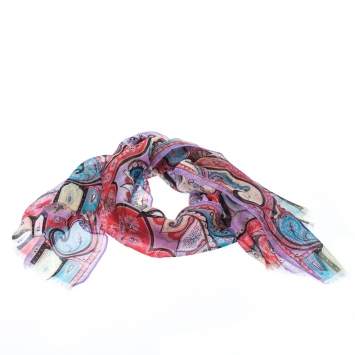 Pre Owned Etro Multicolor Paisley Print Silk Fringed Scarf
