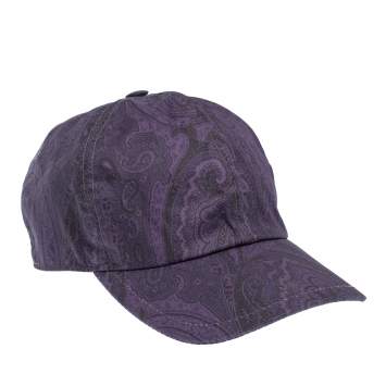 Pre Owned Etro Purple Paisley Printed Cotton Baseball Cap L