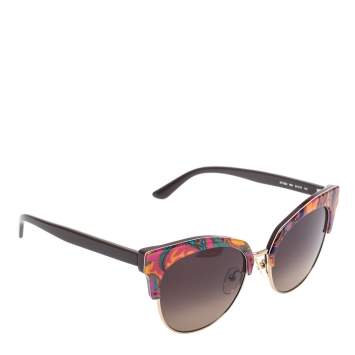 Pre Owned Etro Orange Paisley/ Brown Gradient ET108S Cat Eye Sunglasses