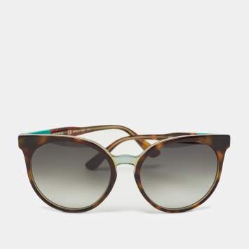 Pre Owned Etro Brown/Green Tortoise Gradient ET660S Cat Eye Sunglasses