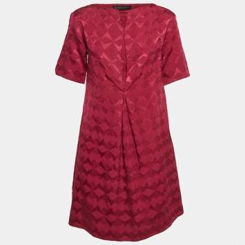 Pre Owned Etro Pink Burgundy Patterned Silk & Wool Blend Mini Dress S