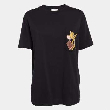 Pre Owned Etro x Tom and Jerry Black Print Cotton Knit T-Shirt XS