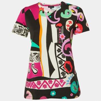Pre Owned Etro Multicolor Printed Cotton Crew Neck T-Shirt S
