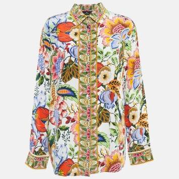 Pre Owned Etro Multicolor Floral Print Silk Button Front Shirt XL 