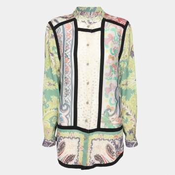 Pre Owned Etro Multicolor Printed Button Front Blouse M
