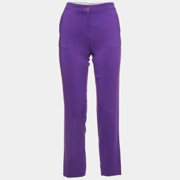 Pre Owned Etro Purple Crepe Tailored Pants M