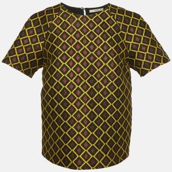 Etro Brown/Yellow Geometric Jacquard Blouse M