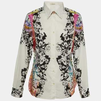 Etro White Floral Print Cotton Button Front Shirt XL