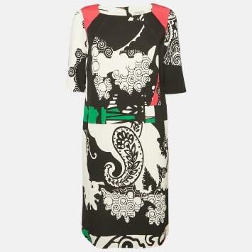 Etro Black Printed Jersey Short Dress L