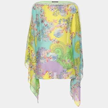 Etro Multicolor Silk Draped Paisley Print Twill Blouse L