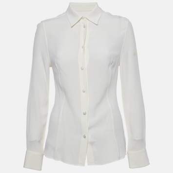 Pre Owned Etro Cream Silk Full Sleeves Shirt M