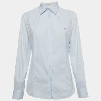 Etro Blue Cotton Long Sleeve Shirt M