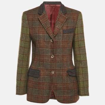 Pre Owned Etro Multicolor Wool Houndstooth Pattern Blazer M