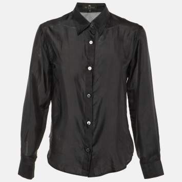 Pre Owned Etro Black Silk Button Front Shirt M