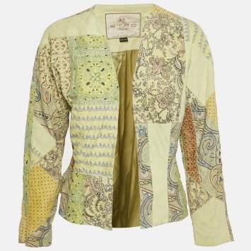 مملوكة مسبقًا Etro Green Paisley Print Suede Jacket M