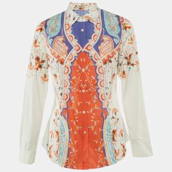 Pre Owned Etro Multicolor Paisley Print Cotton Button Front Shirt M