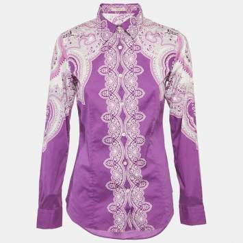 مملوكة مسبقًا Etro Purple Paisley Print Cotton Shirt M
