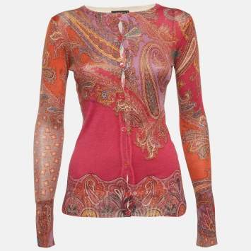 مملوكة مسبقًا Etro Multicolour Paisley Print Knitted Sweaters S