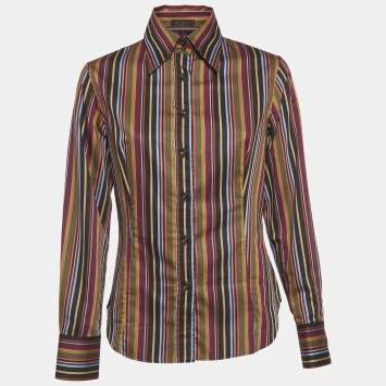 Pre Owned Etro Multicolor Striped Cotton Long Sleeve Shirt M