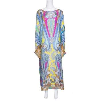 Pre Owned Etro Multicolor Printed Silk Gauze Long Sleeve Dress M