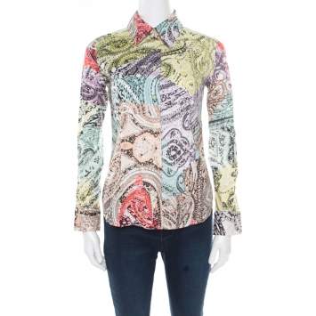 Pre Owned Etro Multicolor Paisley Printed Cotton Long Sleeve Shirt S