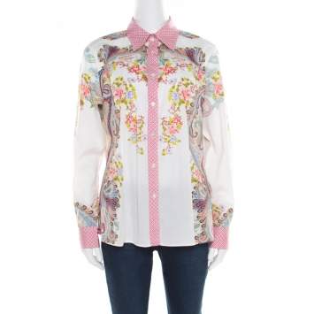 Pre Owned Etro Multicolor Floral and Paisley Printed Long Sleeve Shirt L