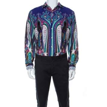 Pre Owned Etro Multicolor Paistley Print Cotton Shirt L 