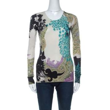 مملوكة مسبقًا Etro Multicolor Paisley Print  Silk and Cashmere Blend Sweater M