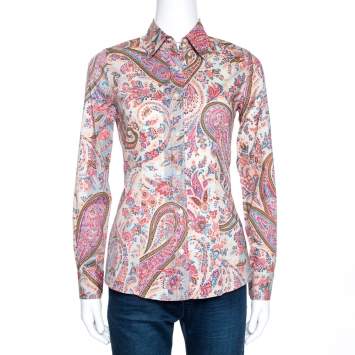 Pre Owned Etro Multicolor Paisley Print Stretch Cotton Shirt S