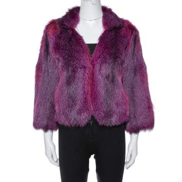 Pre Owned Etro Purple Fox Fur Jacket M