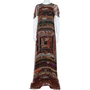 Pre Owned Etro Multicolor Printed Silk Maxi Dress M