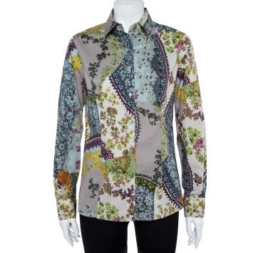 Pre Owned Etro Multicolor Floral Print Stretch Cotton Shirt L