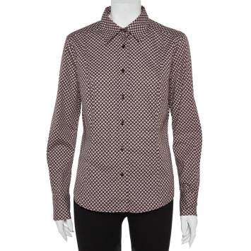 Pre Owned Etro Maroon Cotton Floral Print Full Sleeve Shirt L