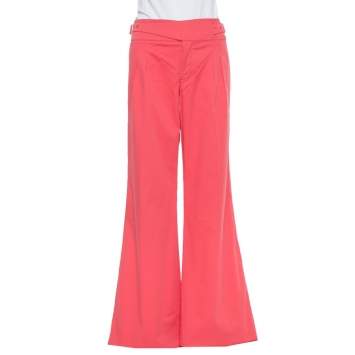 Pre Owned Etro Pink Cotton Belted Waist Detail Flared Trousers L