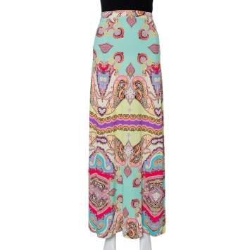 Pre Owned Etro Multicolor Paisley Printed Knit Maxi Skirt L