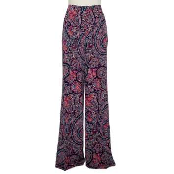 Pre Owned Etro Multicolor Floral Paisley Printed Silk Palazzo Pants XL