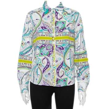 Pre Owned Etro Multicolor Paisley Prited Cotton Button Front Shirt L