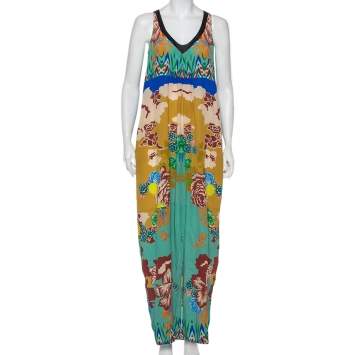 Pre Owned Etro Multicolor Printed Silk Sleeveless Maxi Dress M