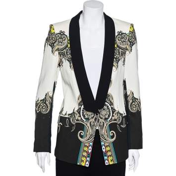 Pre Owned Etro Multicolor Printed Crepe Button Front Blazer M